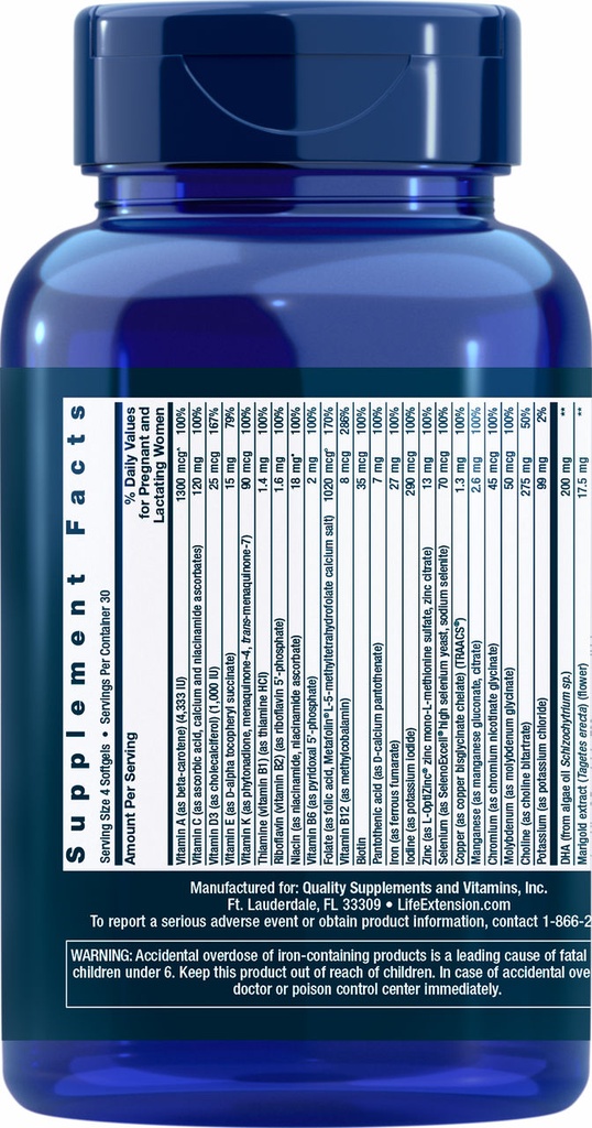 LIFE EXTENSION PRENATAL ADVANTAGE 120 CAPSULAS