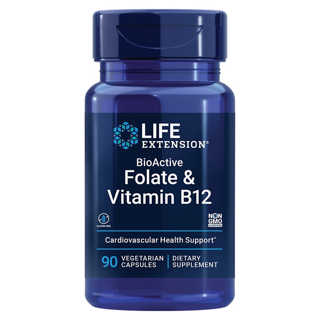 LIFE EXTENSION FOLATE WITH VITAMIN B12 90CAP