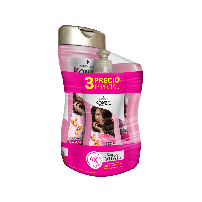 KONZIL V12 TRIO SUAVIDAD SHAMPOO ACONDICIONADOR CREMA PARA PEINAR