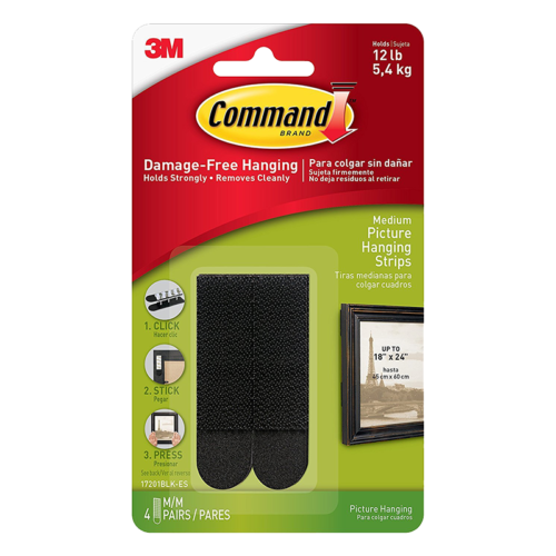 Command Tiras Sujeta Cuad Med Negras