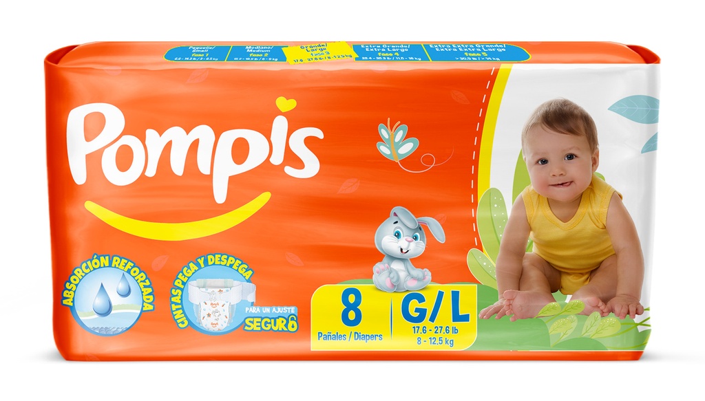 Pompis Pañal Desechable Talla G 8 Unidades