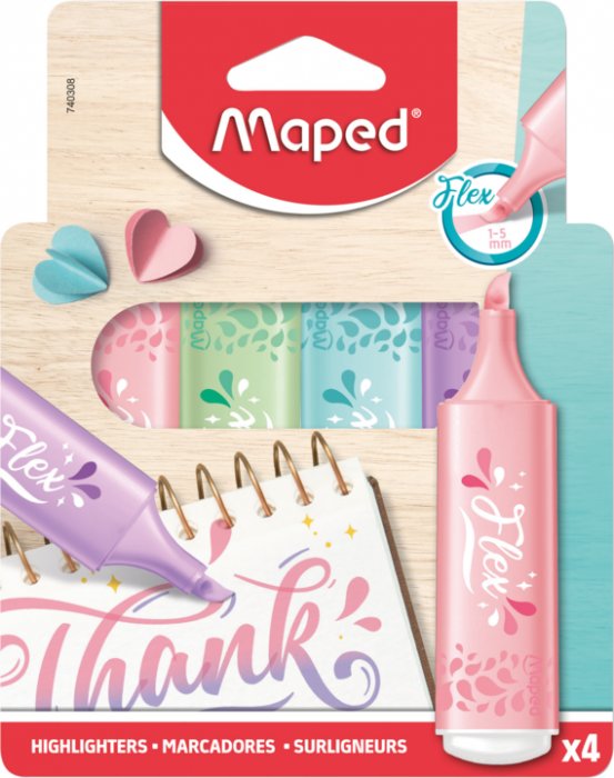 Maped Resaltadores Flex Pastel 4 Und