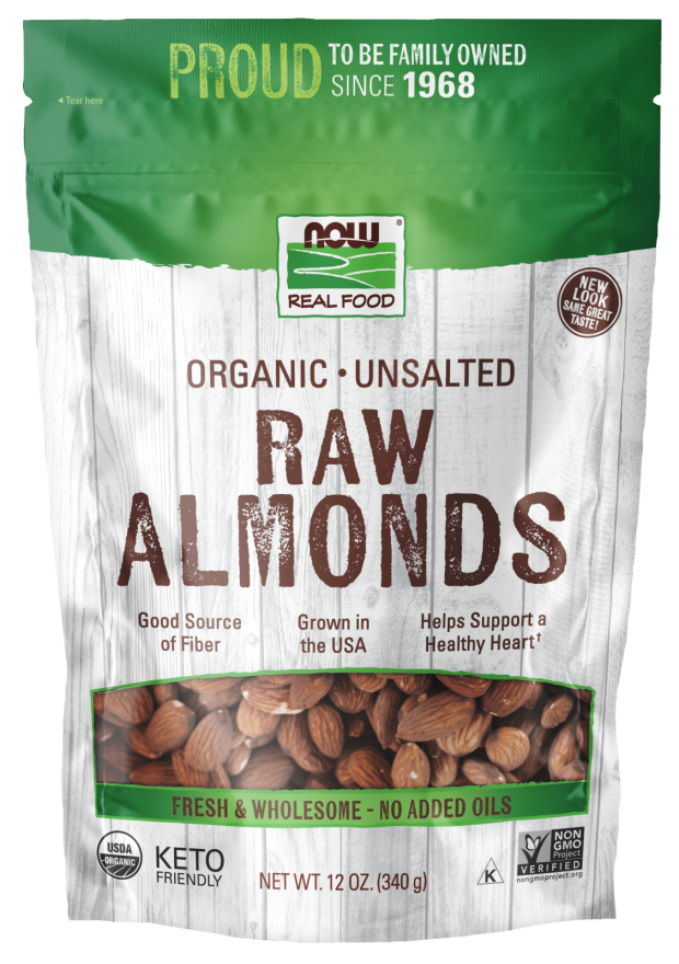 Now Organic Raw Shelled Almonds 12 Oz
