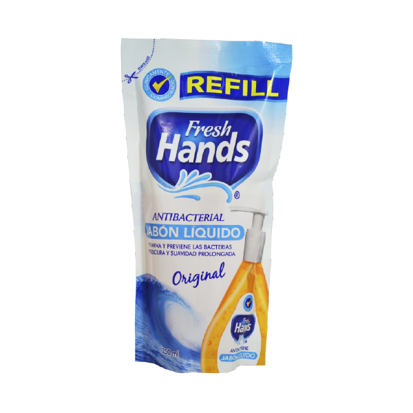 Fresh Hands Jabón Liquido Antibacterial Origial Refil 250 ML