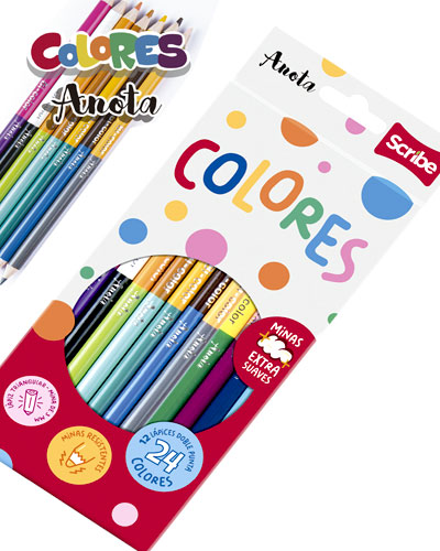 [1154314] SCRIBE COLOR DOBLE PUNTA TRIANGULAR ANOTA 12 PIEZAS