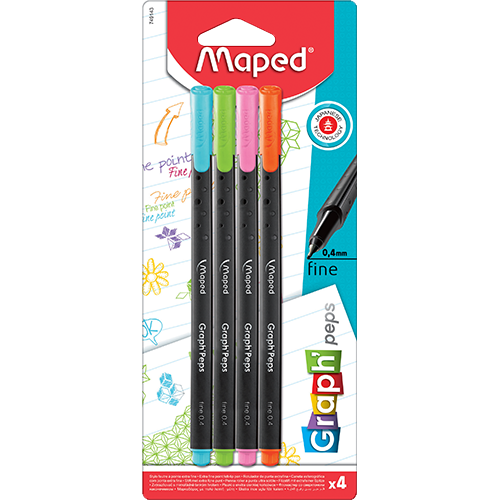 [1004864] Maped Plumilla Fineliner Graphpep Surtido 4 Und