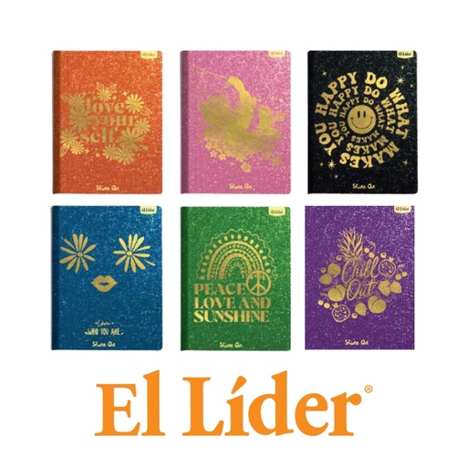 [1155386] El Lider Cuaderno Raya Ancha Grande 100H Shine On Glitter