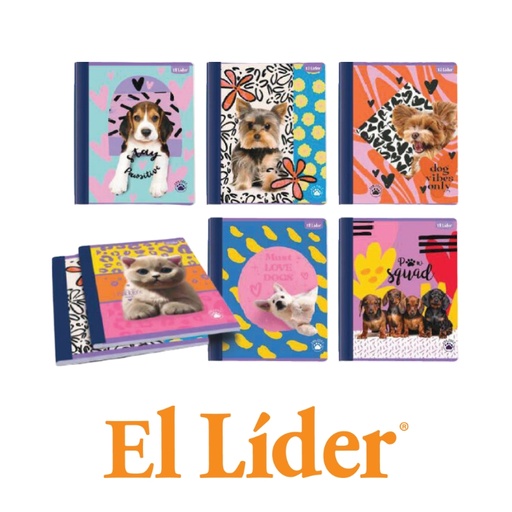 [1155388] El Lider Cuaderno Raya Ancha Grande 100H Mascotas