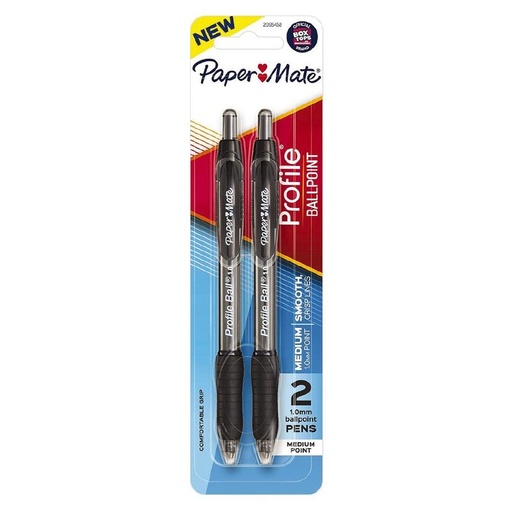 [1153679] Paper Mate Bolígrafo Negro Profile 1.0Mm 2Und