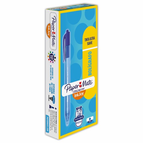 [1001064] Paper Mate Bolígrafo Retractil Azul Ink Joy 100 12Und