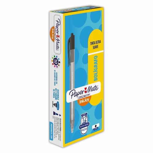 [1001065] Paper Mate Bolígrafo Retractil Negro Ink Joy 12 Und