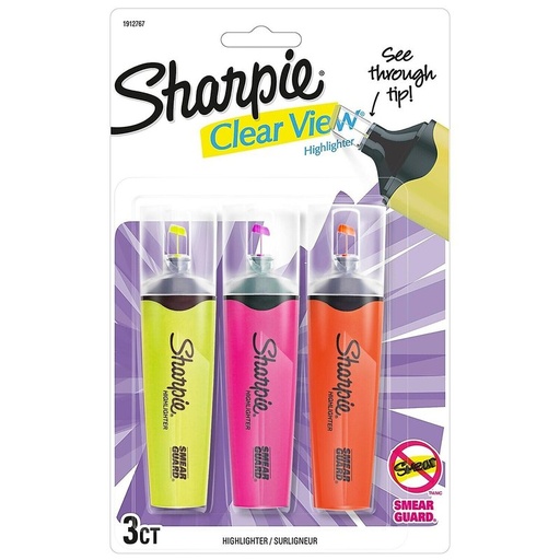 [1154534] Sharpie Resaltador Clearview 3Und Surtido