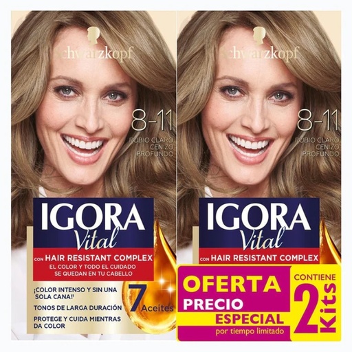 [1152935] Igora Vital 8-11 2Kit Rubio Claro Cenizo Profundo