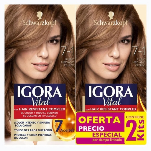 [1152941] Igora Vital 7-1 Rubio Mediano Cenizo 2Kit  