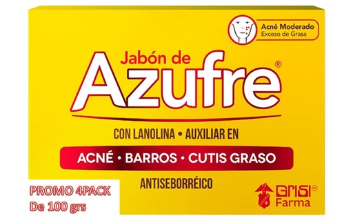 [1152595] GRISI JABON EN BARRA CUADRIPACK AZUFRE 100 GRS
