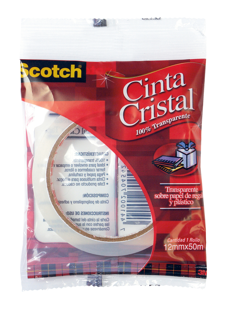 Scotch® Cinta Cristal en Bolsa. Tamaño 12mm x 50m