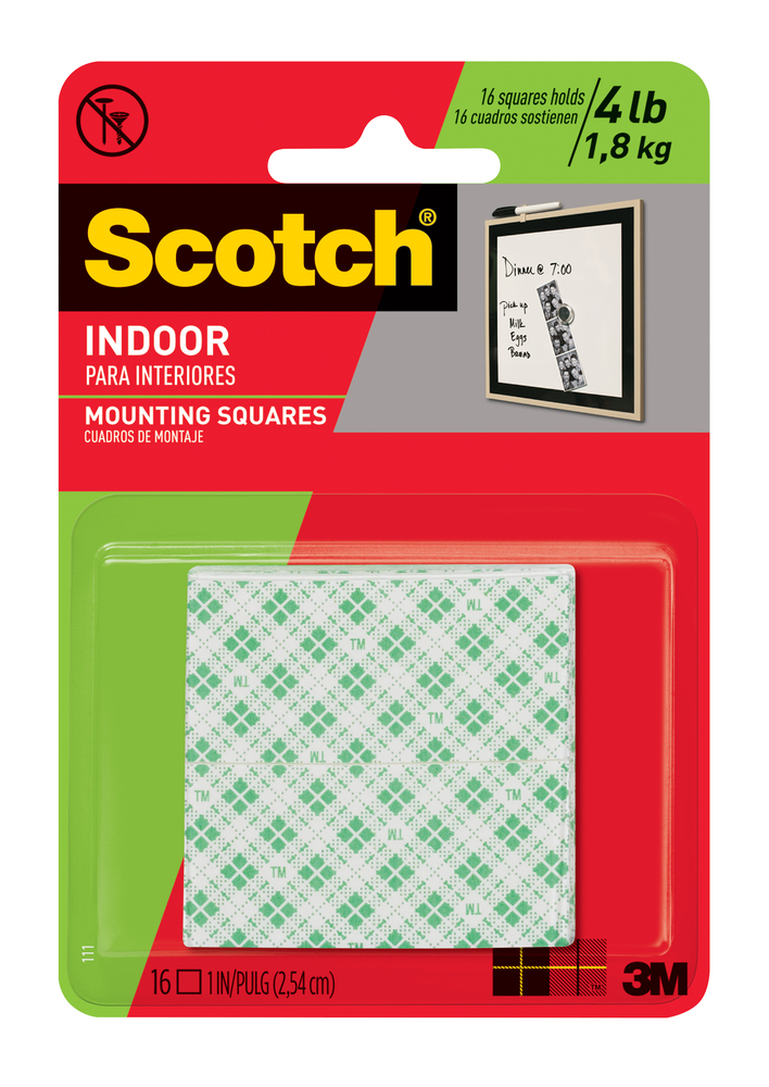 Scotch® Cuadros de Montaje para Interiores 1 in x 1in, 111H-SQ-48