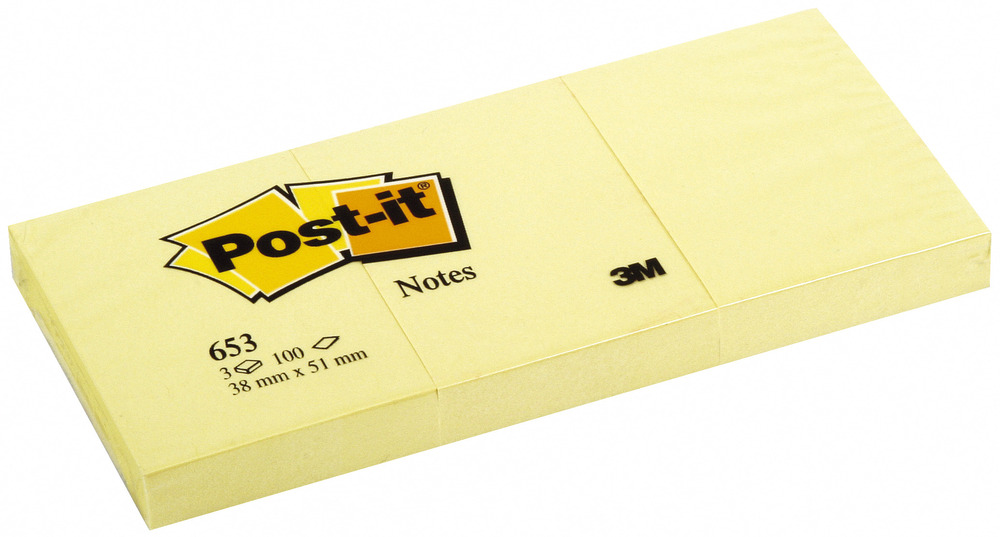 Post-it® Notas Adhesivas Color Amarillo Canario 1,5x2in con 1 block,100 hojas cada block, Modelo 653