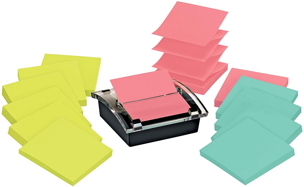 Post-it® Dispensador para Notas Adhesivas. Dispensa notas tamaño 3x3&quot;. Incluye 1 Pad de notas amarillas. Modelo DS330