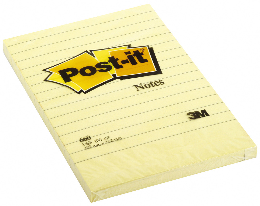 Post-it® Notas Adhesivas Color Amarillo Canario 4x6in con 1 block,100 hojas cada block, Modelo 660