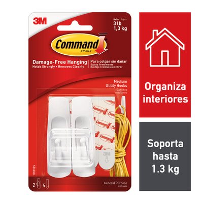 COMMAND GANCHO MEDIANO BLANCO 17081 3LB