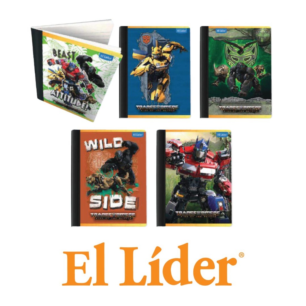 El Lider Cuaderno Raya Ancha Grande 100H Transformers