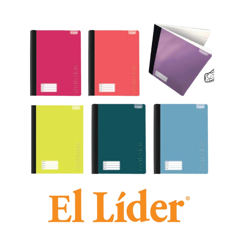 El Lider Cuaderno Raya Ancha Grande 100H Materias Variado