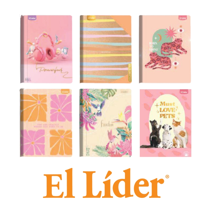 El Lider Cuaderno Raya Ancha Grande 100H Surtido Mujer