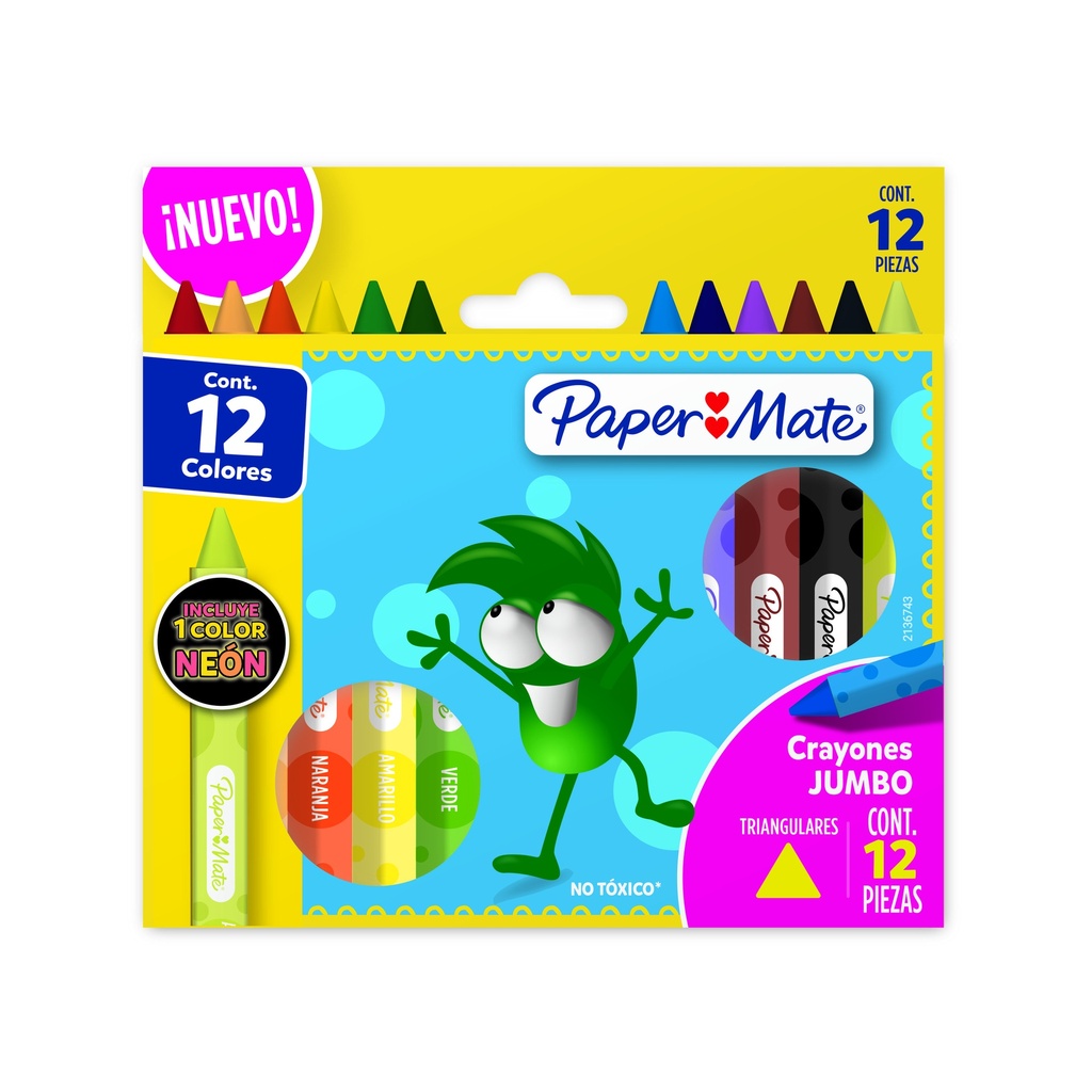 Paper Mate Crayones Jumbo Triangulares 12Und