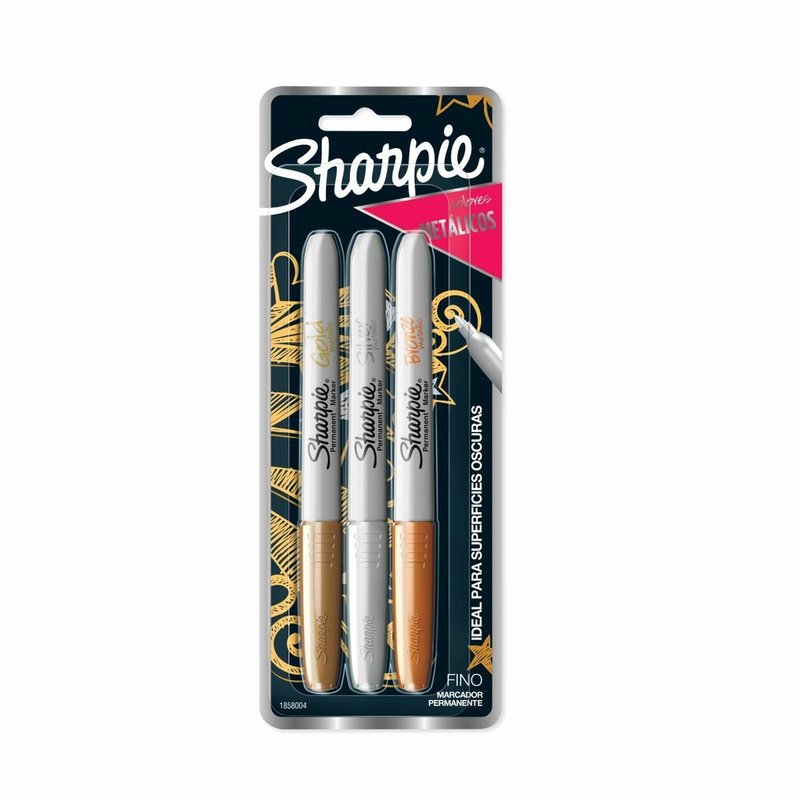 Sharpie Marcadores Metalicos Punta Fina 3Und