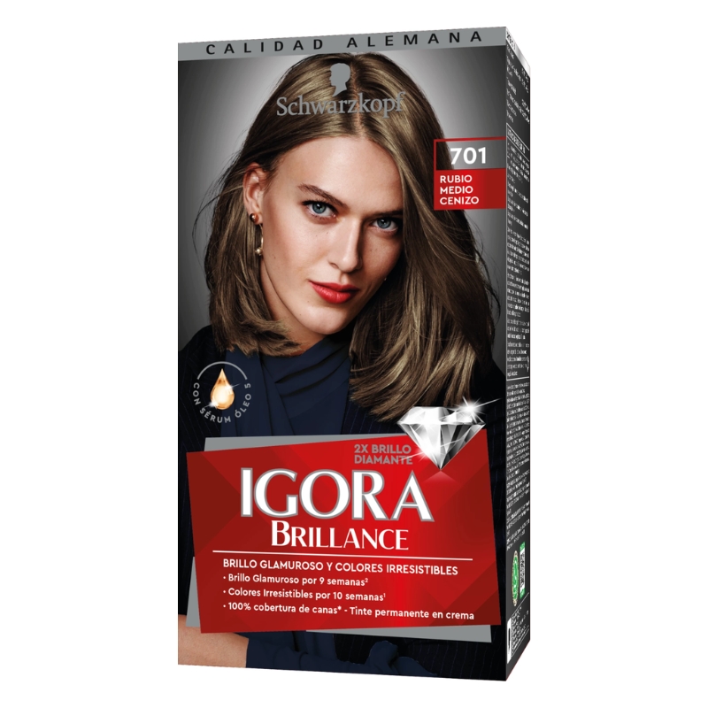 Igora Brillance Tinte 701 Rubio Medio Cenizo