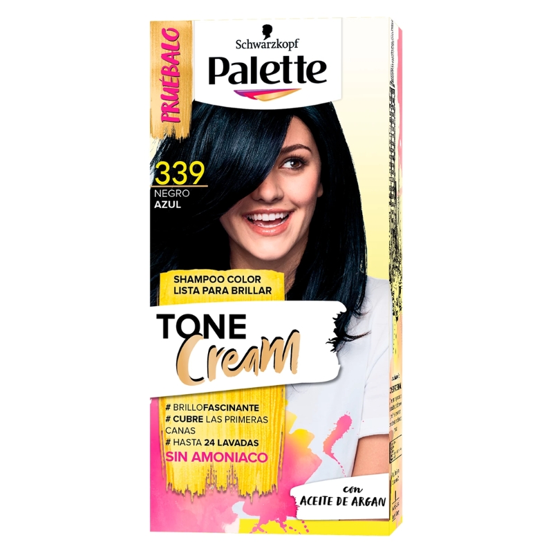 Palette Shampoo Color Tone Cream 339 Negro Azul