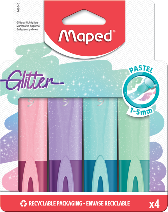 Maped Resaltadores Fluopep Glitter Pastel 4Und