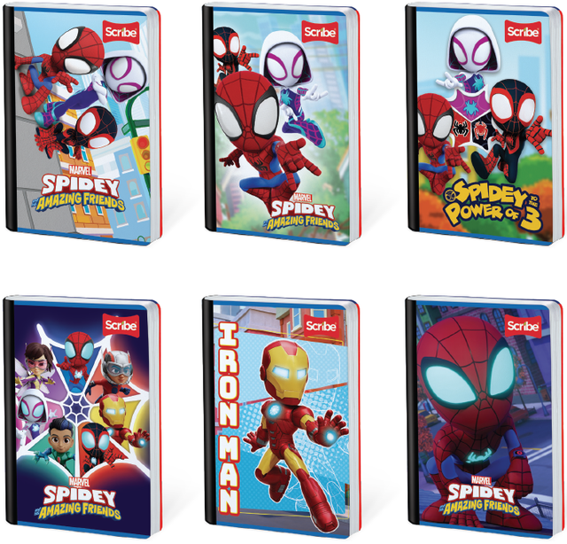 Scribe Cuaderno Cosido Raya Ancha Pequeño 100H Spidey
