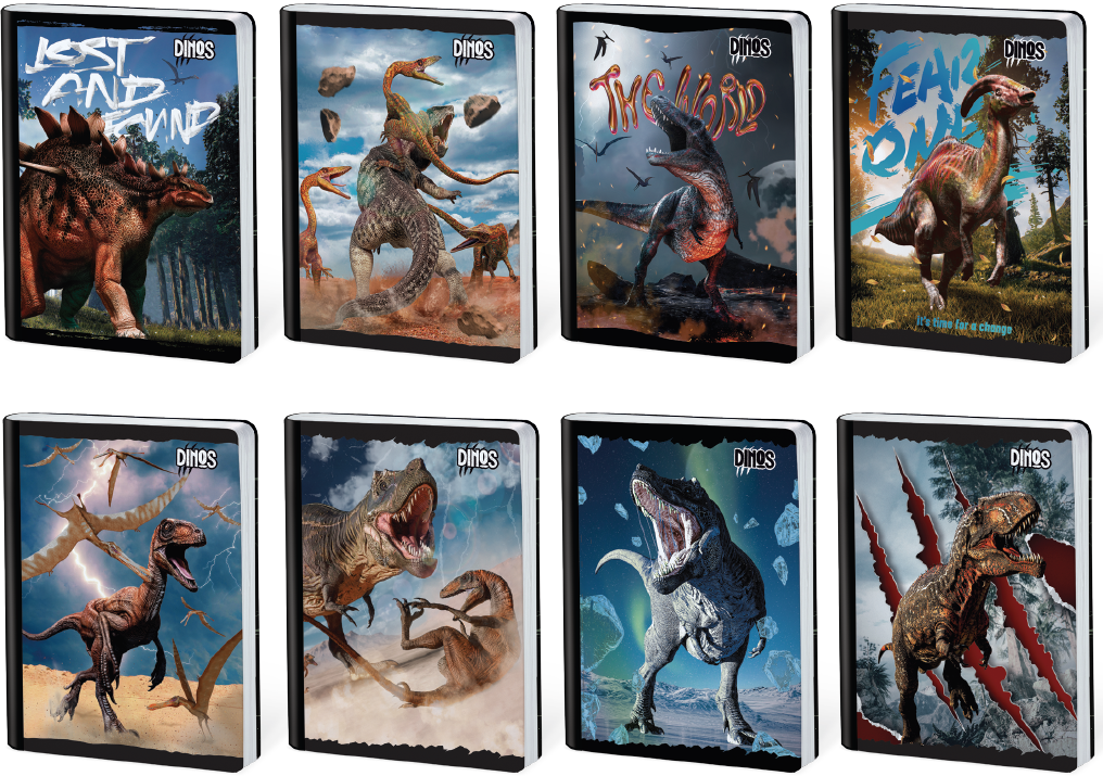 Scribe Cuaderno Cosido Raya Ancha Mediano 100H Dinos