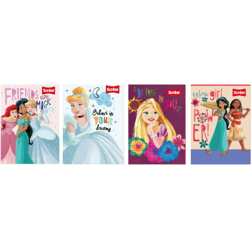 Scribe Cuaderno Cosido Raya Ancha Grande 100H Princesas
