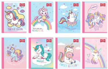 Scribe Cuaderno Cosido Raya Ancha Pequeño 100H Unicornio