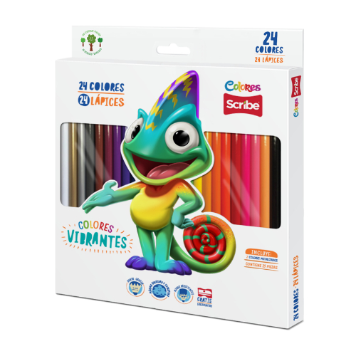 Scribe Colores Uni Punta Triangular 24 Piezas 1 Neo 2 Metalicos