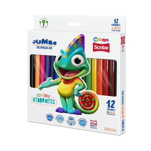 Scribe Colores Jumbo Uni Punta Triangular 12 Piezas