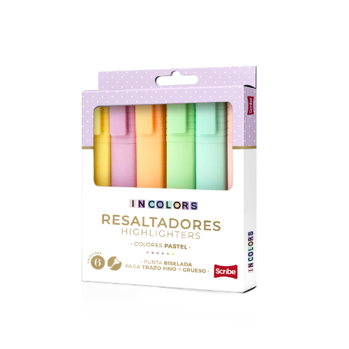 Scribe Resaltador Incolors Pastel 6 Piezas