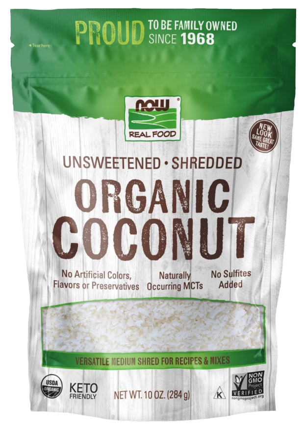Now Coconut Shred Unswet Org  10 Oz