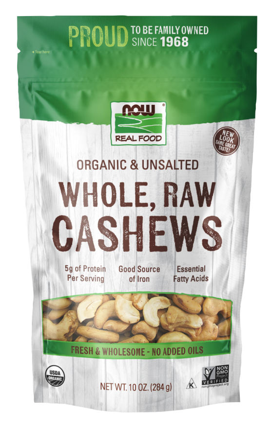Now Organic Cashews, Raw  10 Oz