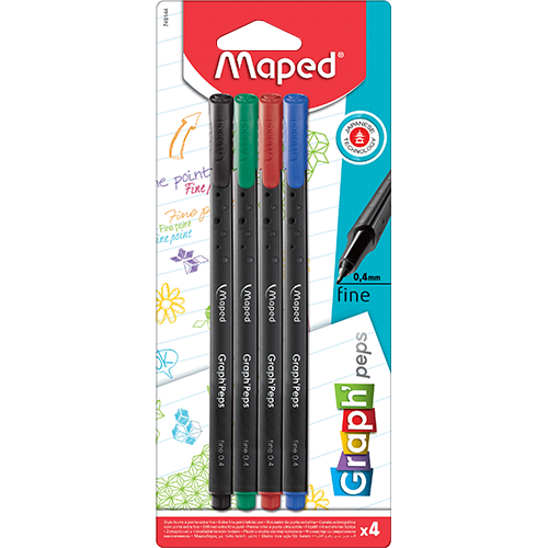 MAPED FINELINER GRAPHPEP SURT BAS BLI 4U