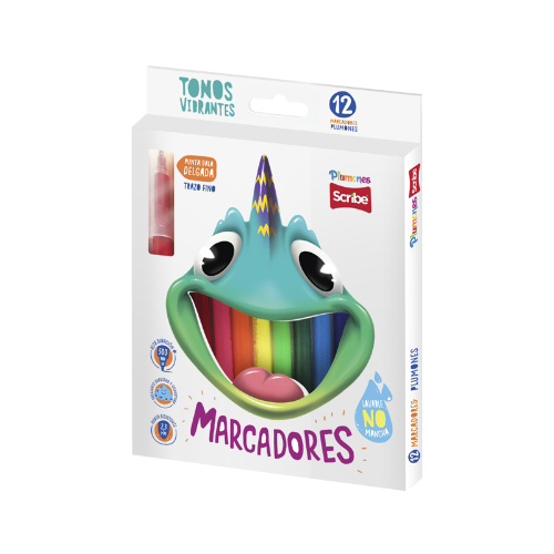 SCRIBE MARCADOR PUNTA DELGADA 12PZ