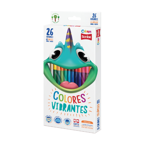 [1153261] SCRIBE LAPICES DE COLOR DOBLE PUNTA TRIANGULAR 12 PIEZAS 2 METALICOS