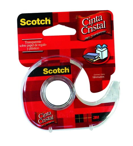 [1008057] Scotch® Cinta Cristal, 18mm x 20m en Dispensador, Color Transparente