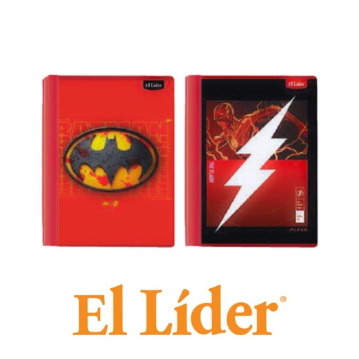 [1155370] El Lider Cuaderno Doble Raya Grande 100H Flash/Batman