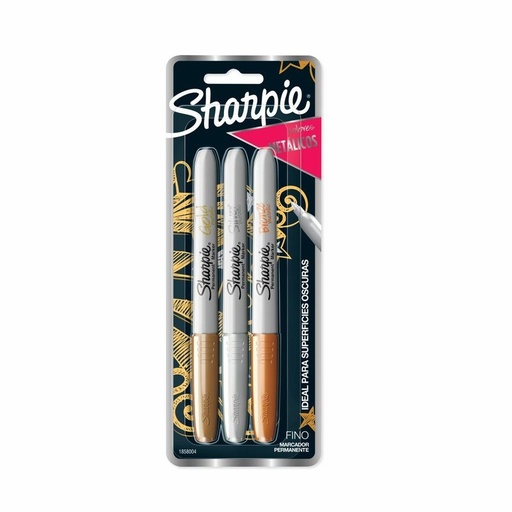 [1001111] Sharpie Marcadores Metalicos Punta Fina 3Und