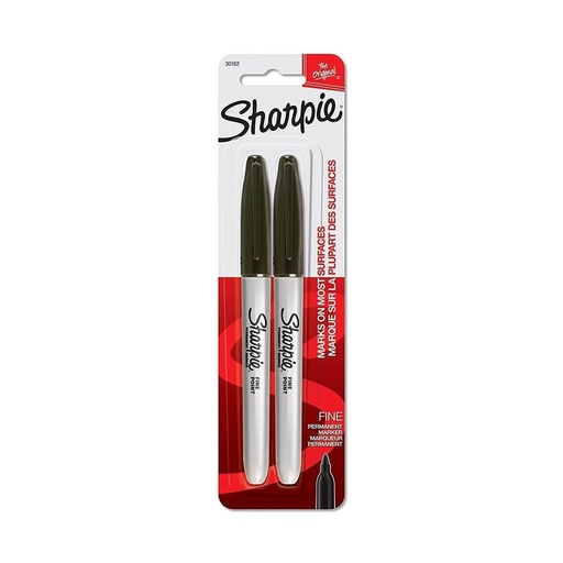 [1001122] Sharpie Marcador Negro Punta Fina 2Und