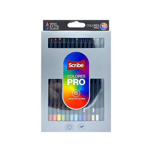 [1155536] Scribe Colores Pro Uni Punta Redondo 15 Piezas
